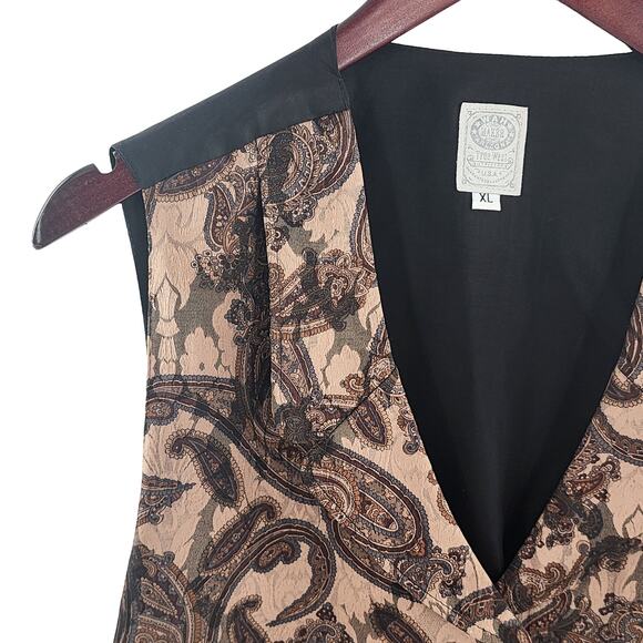 WAH Maker True West Paisley Women’s Vest Arizona Brown Tan XL Polyester - Picture 2 of 14